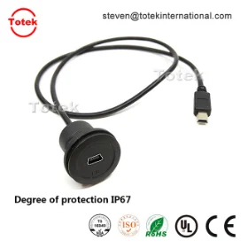 customized length Male To Female Waterproof automotive car Panel Flush Mounting Mini USB cable